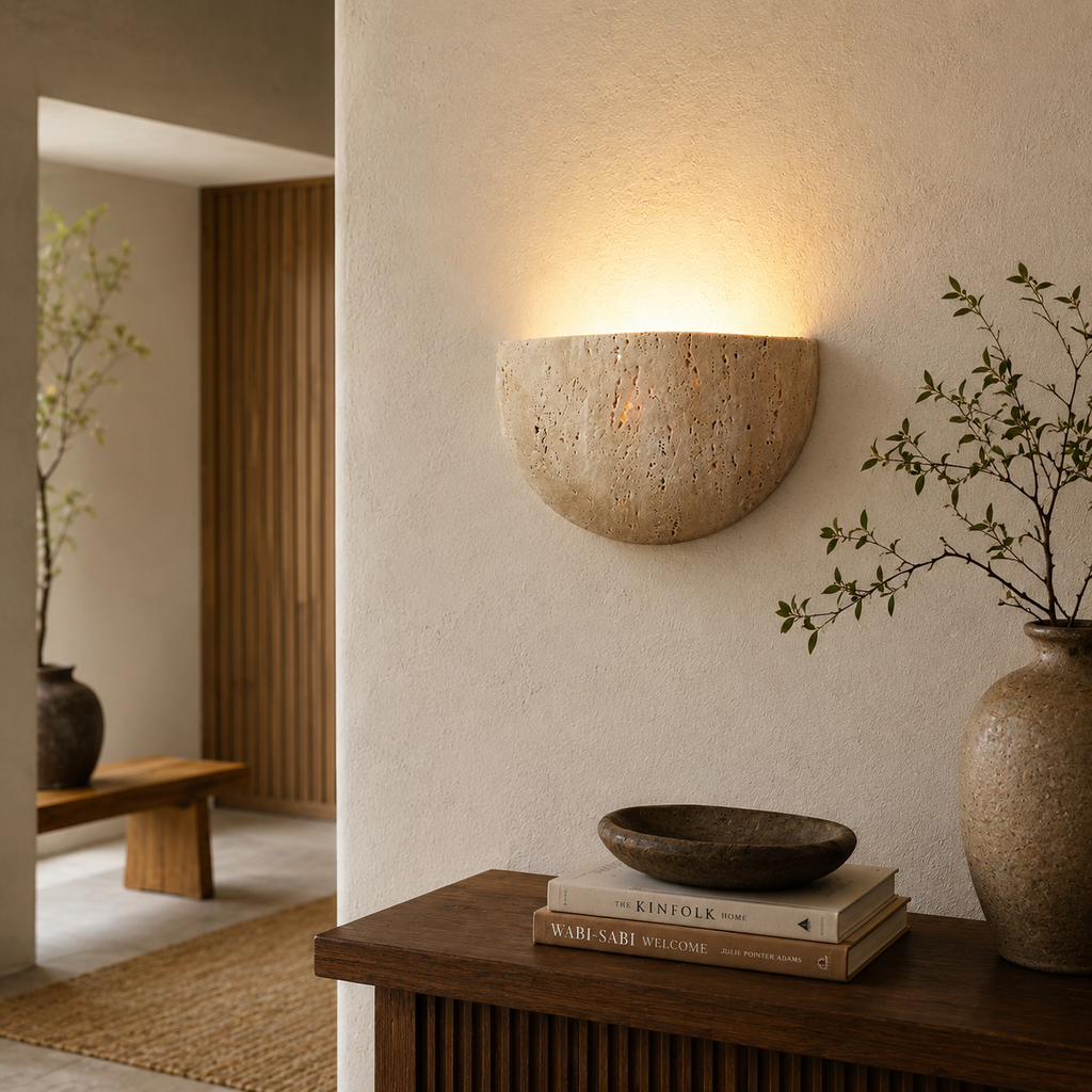 Half Moon Stone Wall Sconce