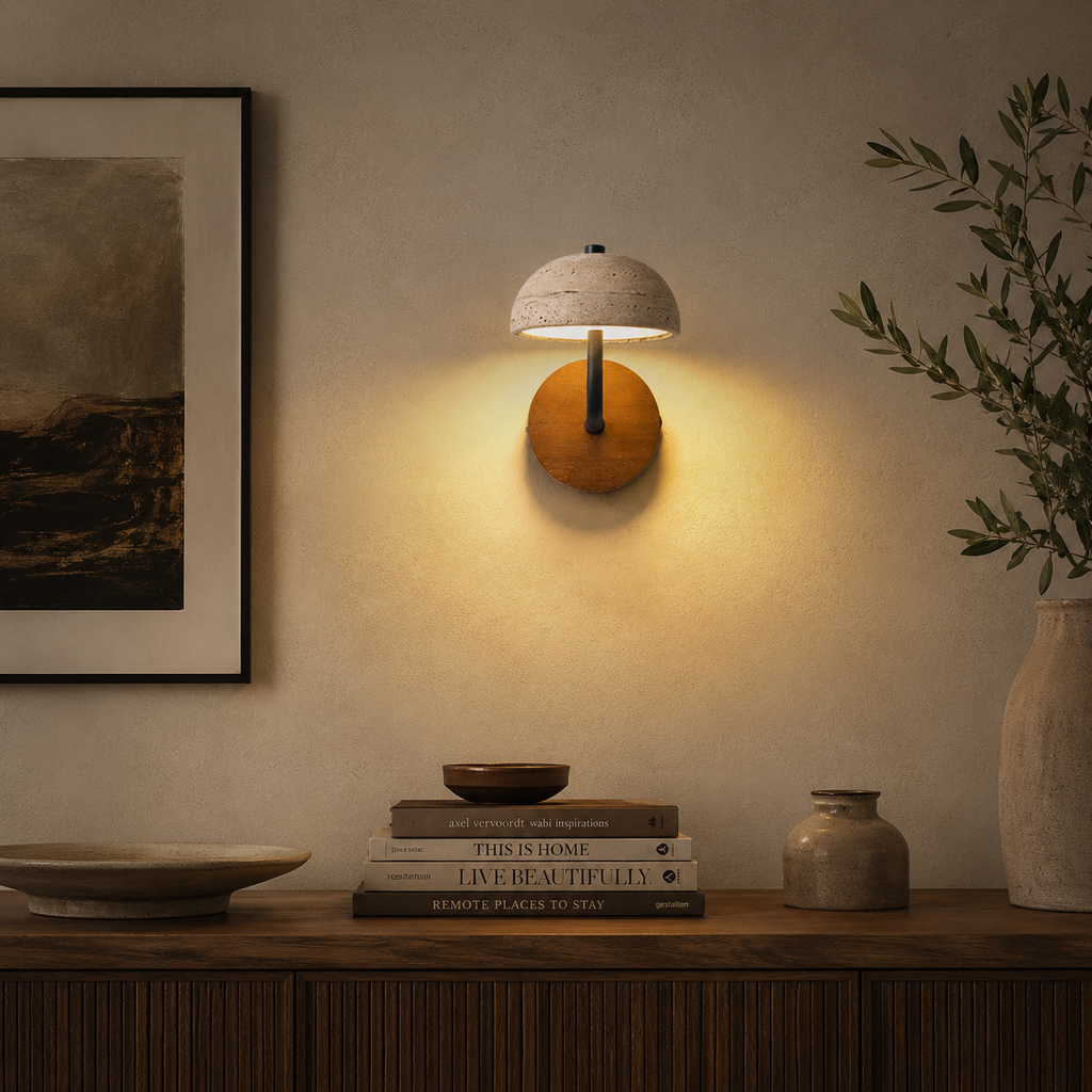 Travertine Mushroom Wall Lamp