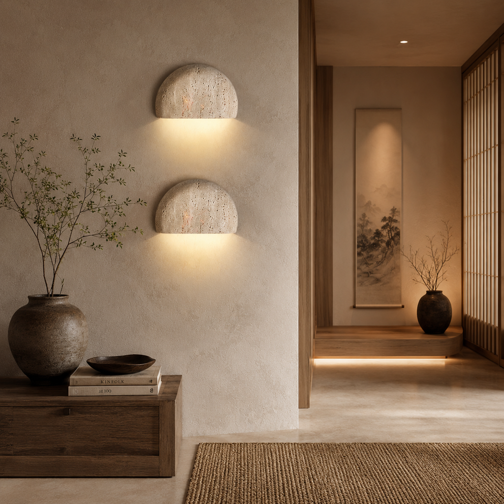 Half Moon Stone Wall Sconce