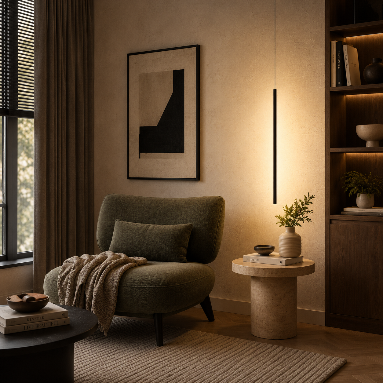Modern Black Linear Pendant Light