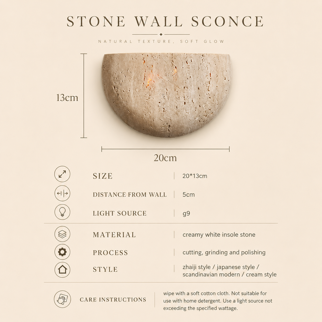 Half Moon Stone Wall Sconce