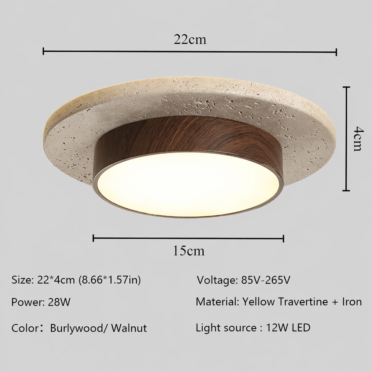 Round Stone Ceiling Light