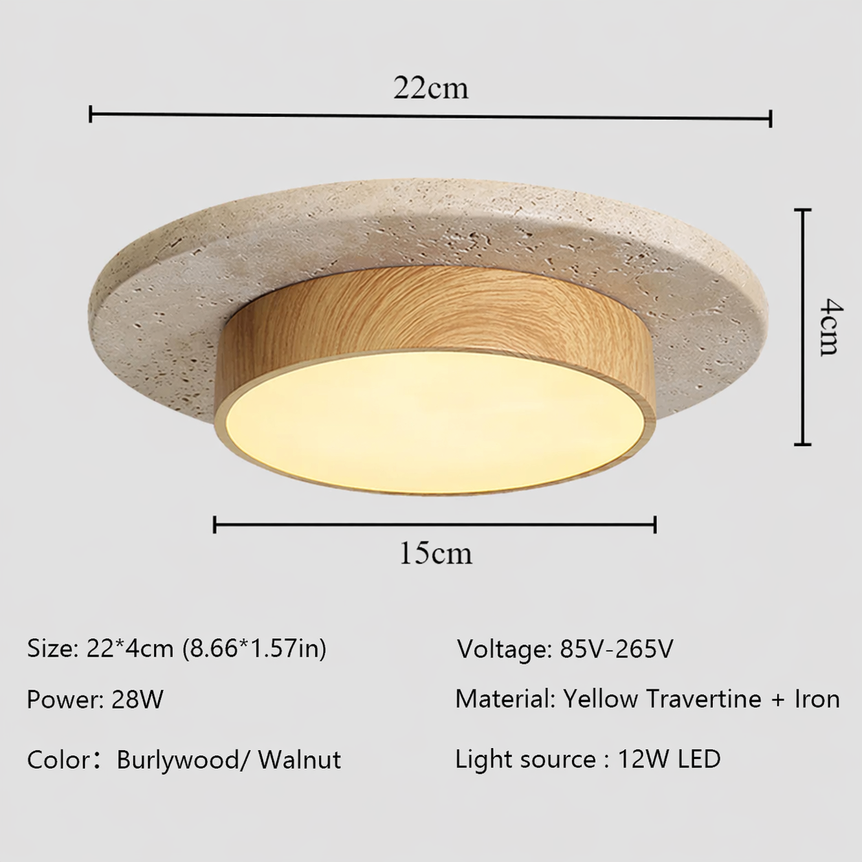 Round Stone Ceiling Light